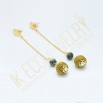 DROP BALL EARRINGS WITH NATURAL STONE