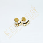 STUD EARRINGS WITH CRYSTAL AND WHITE RESIN PEARL